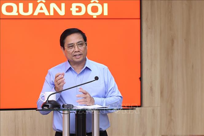 Thủ tướng Phạm Minh Chính kết luận buổi làm việc. Ảnh: Dương Giang-TTXVN