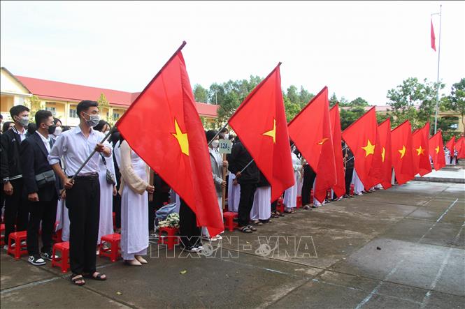 Trong ảnh: Quang cảnh Lễ khai giảng tại trường THPT Vị Thủy (huyện Vị Thủy). Ảnh: Hồng Thái - TTXVN