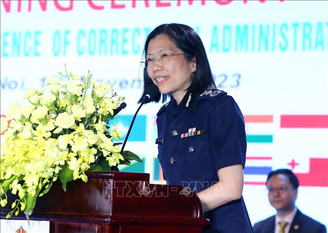 Shie Yong Lee, head of the Singaporean delegation, speaks at the conference. VNA Photo: Phạm Kiên 