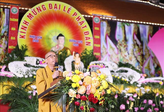 Thượng tọa Thích Quảng Truyền, Trưởng Ban Trị sự Giáo hội Phật giáo Việt Nam tỉnh Lạng Sơn phát biểu. Ảnh: Anh Tuấn – TTXVN